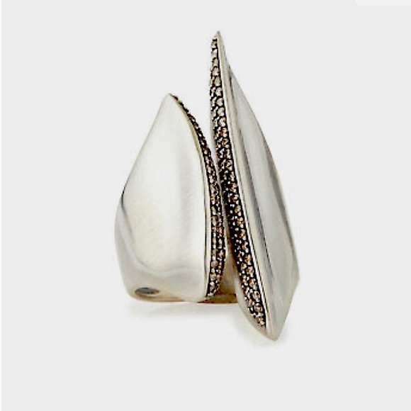 Alexis Bittar FINE Sterling Cleave Ring with Diamond Pave - Picture 1 of 15